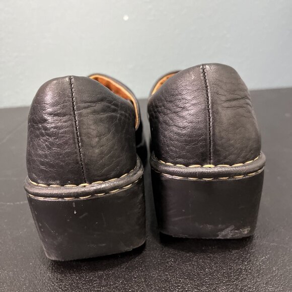 BORN Black Leather Wedge Mule Clogs Women's Slip On Comfort Shoes Sz 8 Nursing - Picture 5 of 10